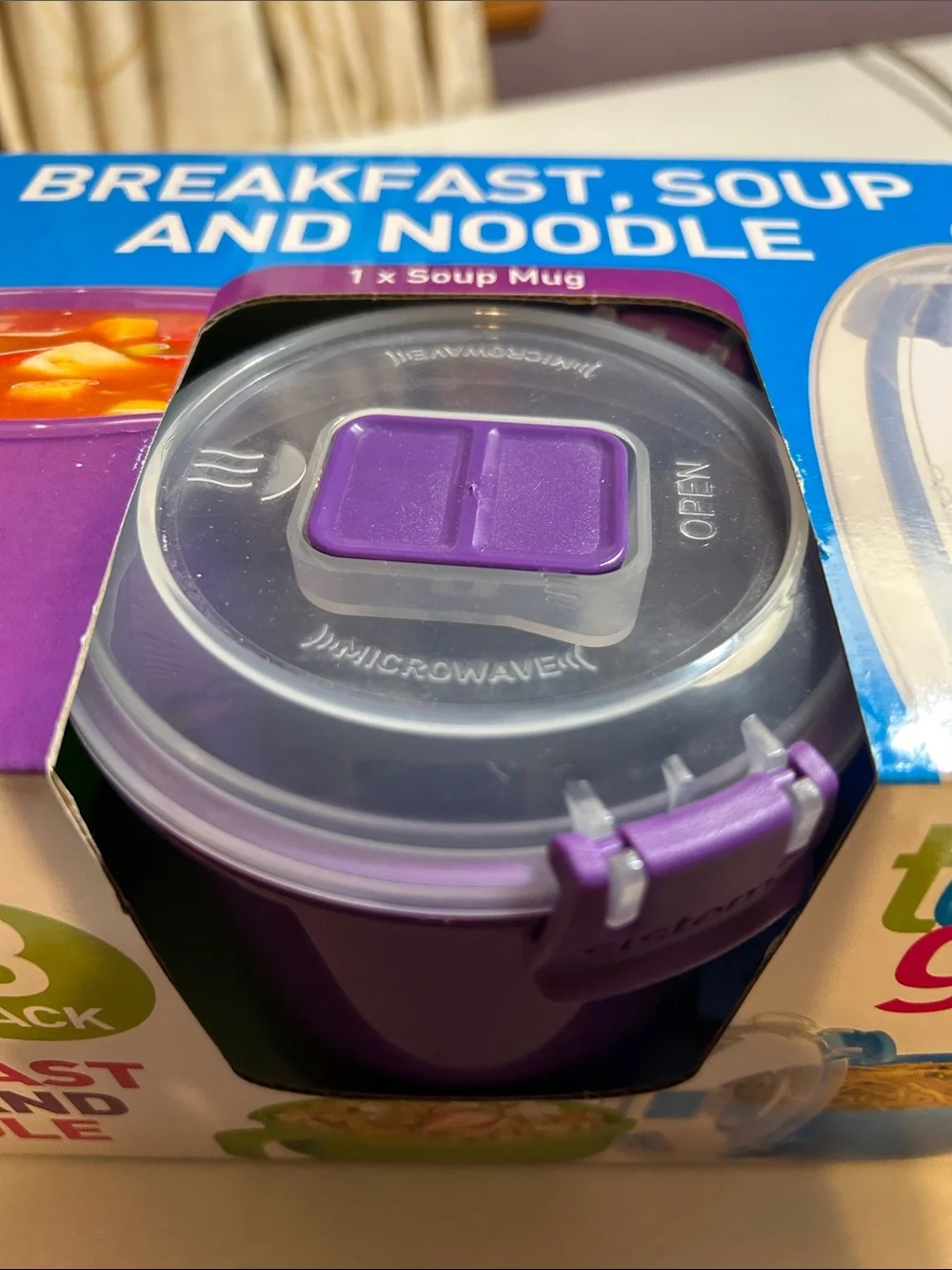NEW Sistema To Go 3-Pack Breakfast, Soup & Noodle Containers - Green Purple Blue